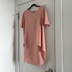 COS millennial salmon pink high low asymmetric short sleeve top - Medium